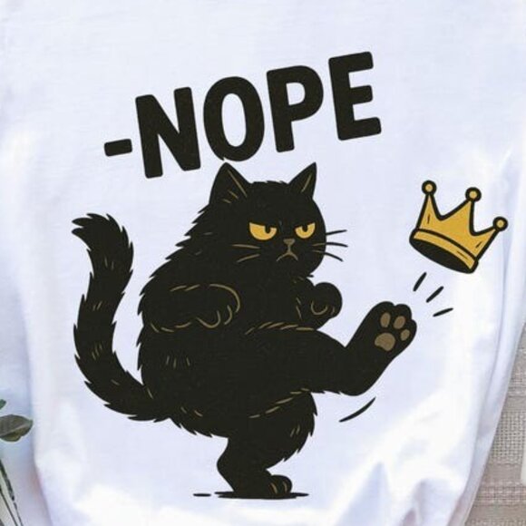 Funny Nope Cat T-Shirt, Funny Cat Tee - Picture 2 of 3